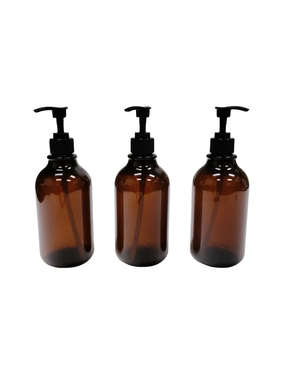 MaisoNovo 3 pack 16 oz Amber plastic Soap Dispenser Bottle’s With black pumps.